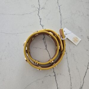 Tory Burch Yellow Leather Bracelet with Gold Accents